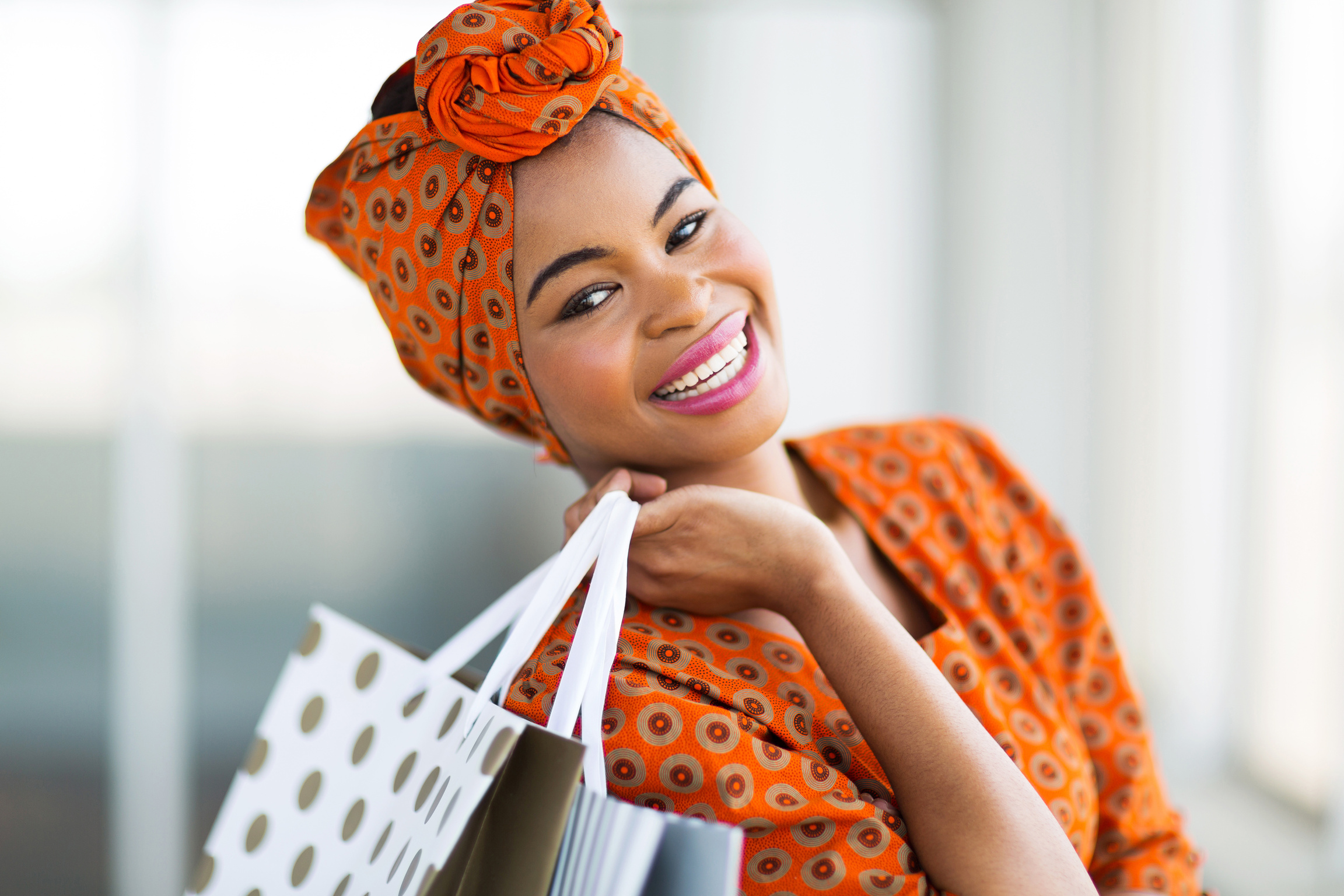 african shopper in shopping mall